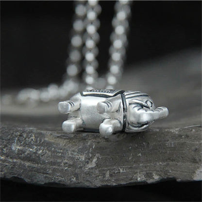Buddha Stones 990 Sterling Silver Elephant Strength Necklace Pendant
