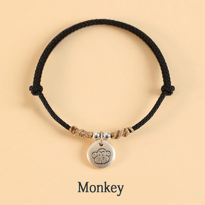 Buddha Stones Handmade 999 Sterling Silver Year of the Dragon Cute Chinese Zodiac Luck Braided Bracelet (Extra 30% Off | USE CODE: FS30)