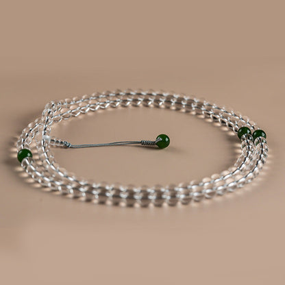 Buddha Stones 108 Beads White Crystal Jade Meditation Bracelet Mala