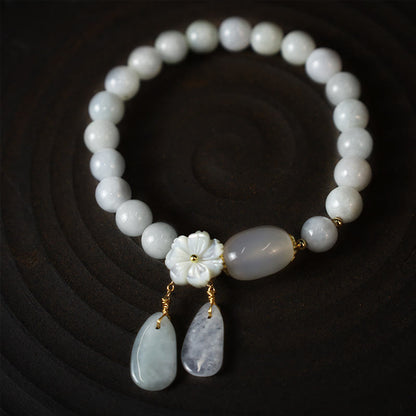 Buddha Stones "Hoping for Purity and Peace"Natural White Jade Bracelet Includes Gift Message Card