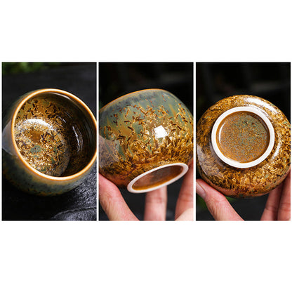 Buddha Stones Colorful Brown Ceramic Teacup Kung Fu Tea Cup Bowl