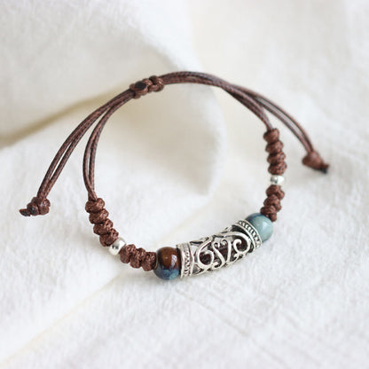 Buddha Stones Tibet Ceramic Bead Wealth String Bracelet