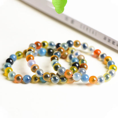 Buddha Stones Natural Colorful Candy Agate Harmony Strength Bead Bracelet
