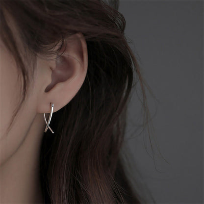 Buddha Stones Geometric Cross Design Luck Hoop Earrings