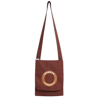 Buddha Stones Lotus Embroidered Spiritual Mind Practice Cotton Shoulder Bag Crossbody Bag