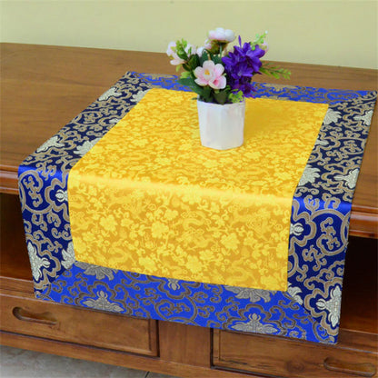 Buddha Stones Brocade Prayer Altar Flower Vajra Dragon Pattern Auspicious Symbols Table Runner