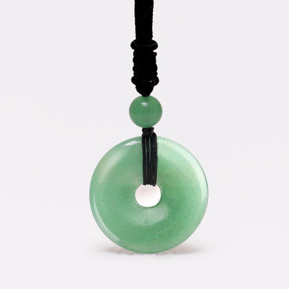 Buddha Stones Lucky Coin Pendant Healing Crystal Gemstone Necklace