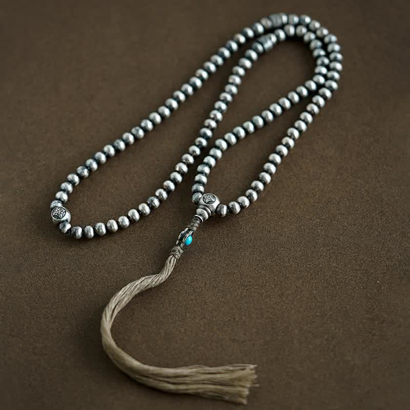 Buddha Stones 108 Mala Beads 925 Sterling Silver Red Agate Turquoise Confidence Charm Bracelet