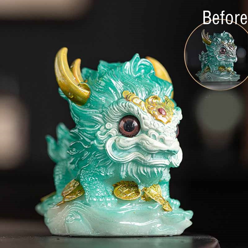 Buddha Stones Color Changing Small Kirin Resin Tea Pet Home Figurine Decoration