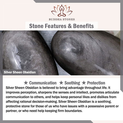 Buddha Stones Natural Silver Sheen Obsidian Nine Tailed Fox Protection Home Decoration