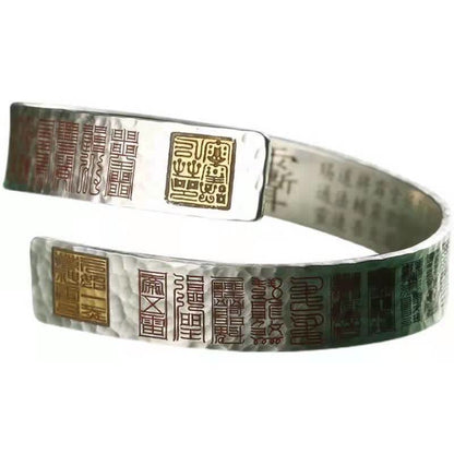 Buddha Stones Letters Copper Balance Healing Cuff Bracelet Bangle