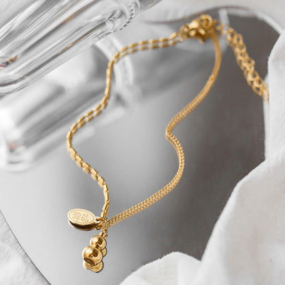 Buddha Stones 18k Gold Plated Copper Lucky Gourd Design Wealth Buckle Anklet