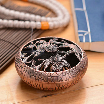 Buddha Stones Plum Flower Orchid Chrysanthemum Pattern Peace Incense Burner Decoration