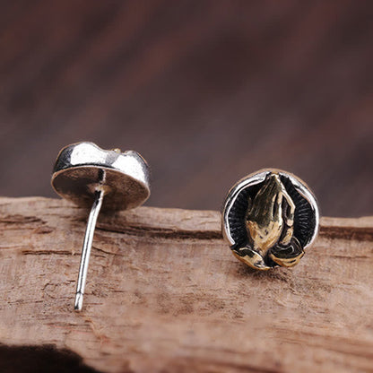Buddha Stones 925 Sterling Silver Namaste Equality Stud Earrings