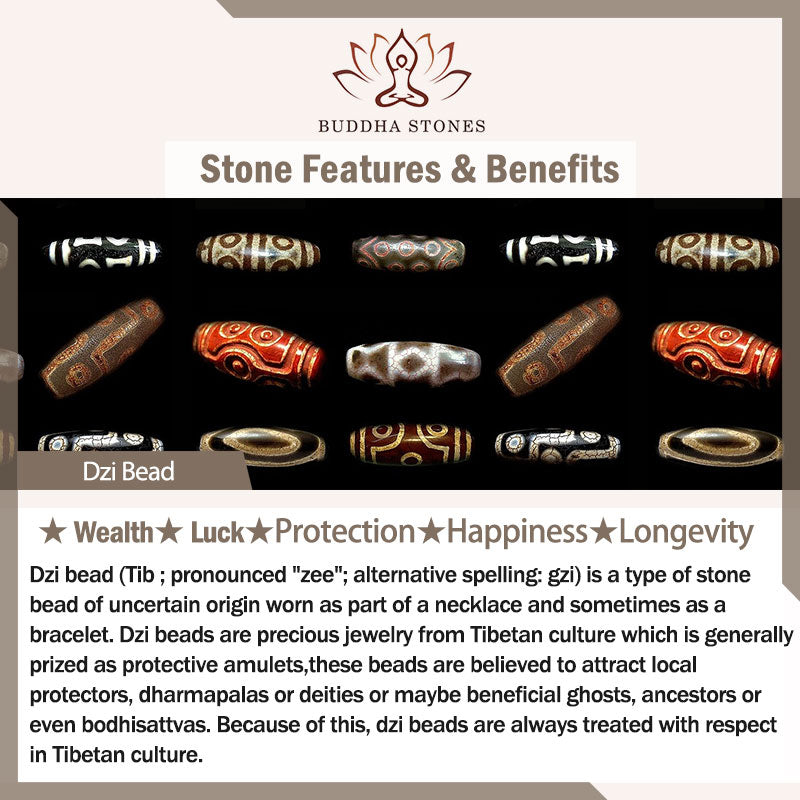 Buddha Stones Tibet Bodhi Seed Dzi Bead Peace Charm Wrist Mala Bracelet