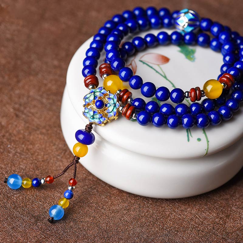 Buddha Stones Lazurite Yellow Agate Positive Bracelet