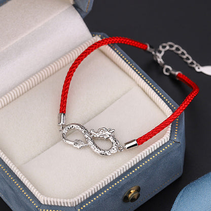 Buddha Stones Year Of The Dragon 999 Sterling Silver Endless Knot Luck Protection Bracelet