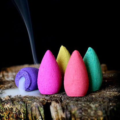 Buddha Stones Tibetan Elephant Purple Clay Backflow Smoke Fountain Peace Healing Incense Burner Decoration