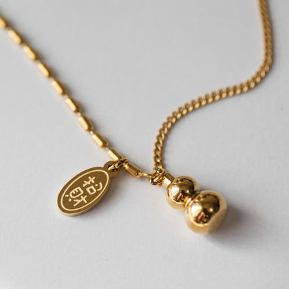 Buddha Stones 18k Gold Plated Copper Lucky Gourd Design Wealth Buckle Anklet