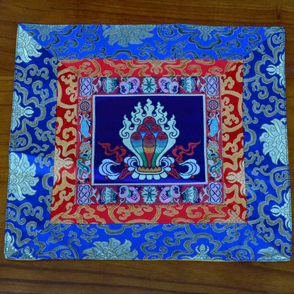 Buddha Stones Prayer Altar Mat Meditation Strength Endless Knot Vajra Man-Bcu Kalachakra Auspicious Symbols
