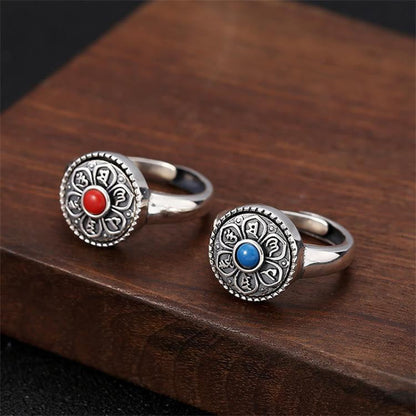 Buddha Stones Tibetan Om Mani Padme Hum Peace Rotatable Ring