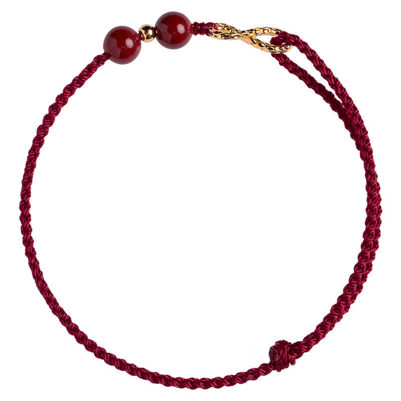 Buddha Stones Cinnabar Blessing Red String Golden Infinity Symbol Bracelet Anklet