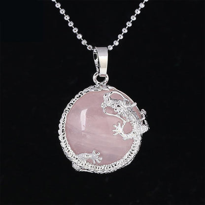 Buddha Stones Chinese Dragon Natural Quartz Crystal Healing Energy Necklace Pendant