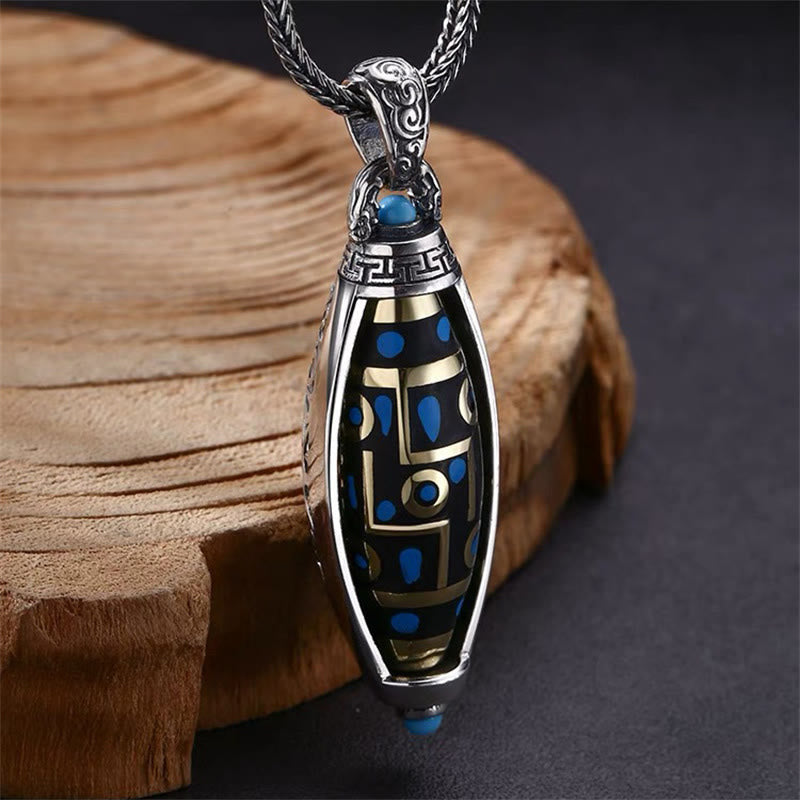 FREE Today: Peace & Purity Tibetan Om Mani Padme Hum Nine-Eye Dzi Bead Pattern Rotatable Necklace Pendant