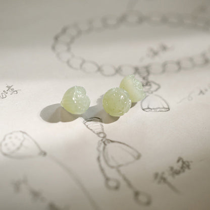 Buddha Stones White Agate Jade Lotus Protection Bracelet