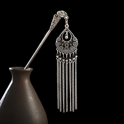 Buddha Stones Water Drop Lily of the Valley Flowers Tassels Confidence Hairpin