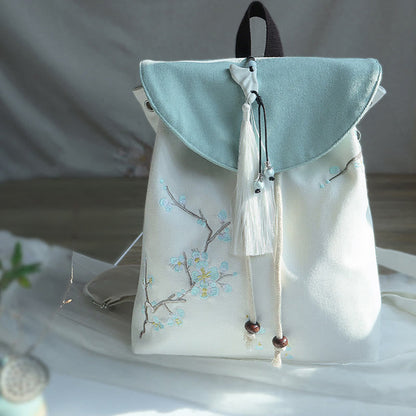 Buddha Stones Handmade Embroidered Large Capacity Canvas Backpack