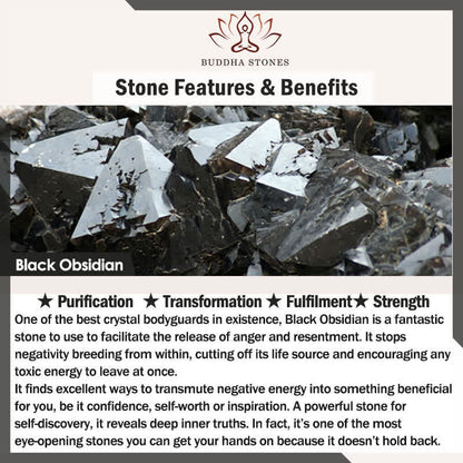 Buddha Stones "Sending Balance and Protection" Obsidian Yin Yang Necklace Includes Gift Message Card