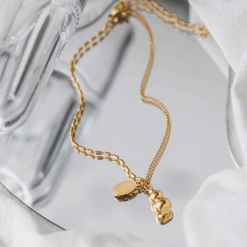 Buddha Stones 18k Gold Plated Copper Lucky Gourd Design Wealth Buckle Anklet