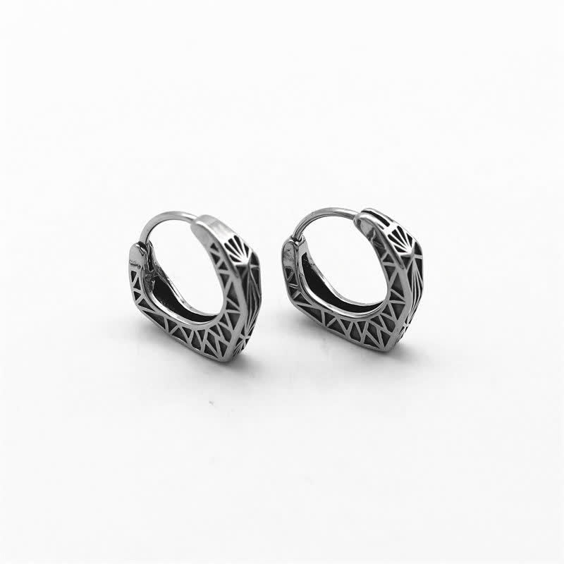Buddha Stones Viking Hoop Titanium Steel Balance Earrings