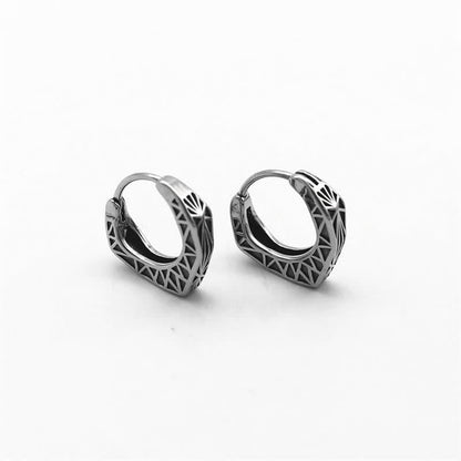 Buddha Stones Viking Hoop Titanium Steel Balance Earrings