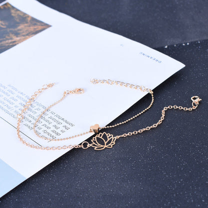 Buddha Stones 2Pcs Lotus Flower Love Heart Enlightenment Bracelet
