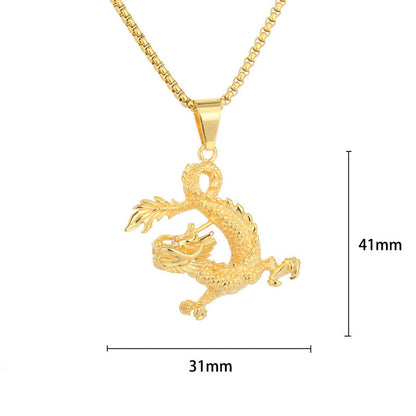 Buddha Stones Dancing Dragon Pattern Luck Necklace Pendant