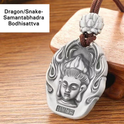 Buddha Stones Chinese Zodiac Natal Buddha Om Mani Padme Hum Lotus Compassion Necklace Pendant