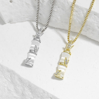 Buddha Stones Chalcedony Bamboo Pattern Harmony Necklace Pendant