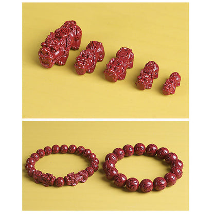 Buddha Stones Natural Double PiXiu Cinnabar Om Mani Padme Hum Wealth Luck Bead Bracelet