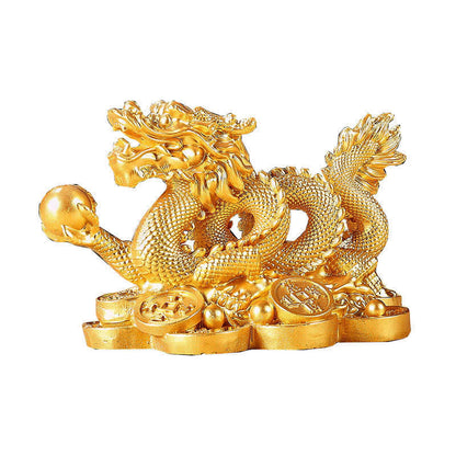 Buddha Stones Feng Shui Dragon Copper Coin Wealth Success Luck Decoration
