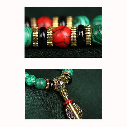 Buddha Stones Tibetan 108 Mala Malachite Beads Bracelet Necklace