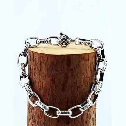 Buddha Stones Om Mani Padme Hum Double Dorje Copper Engraved Wisdom Bracelet
