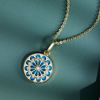 Buddha Stones 925 Sterling Silver Round Turquoise Zircon Protection Strength Necklace Pendant