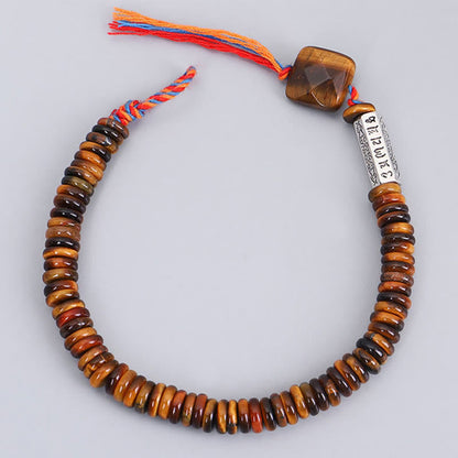 Buddha Stones Tibetan Tiger Eye Om Mani Padme Hum Protection Power Bracelet