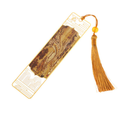 Buddha Stones A Panorama of Rivers and Mountains Metal Hollow Bookmarks Tassel With Gift Box (Extra 30% Off | USE CODE: FS30)