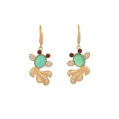 Buddha Stones FengShui Jade Koi Fortune Earrings