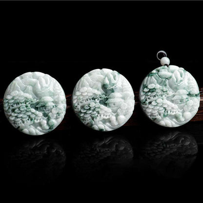 Buddha Stones Mountain Landscape Jade Abundance String Necklace