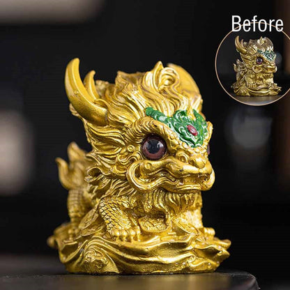 Buddha Stones Color Changing Small Kirin Resin Tea Pet Home Figurine Decoration