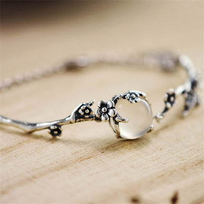 Buddha Stones "Sending Grace and Harmony"Plum Blossom Chalcedony Bracelet Includes Gift Message Card
